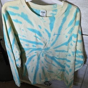 PINK Victoria's Secret Tie-Dye Sweatshirt - Blue and Cream